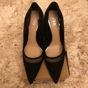 Zara Black Noir Mesh Stiletto Heels